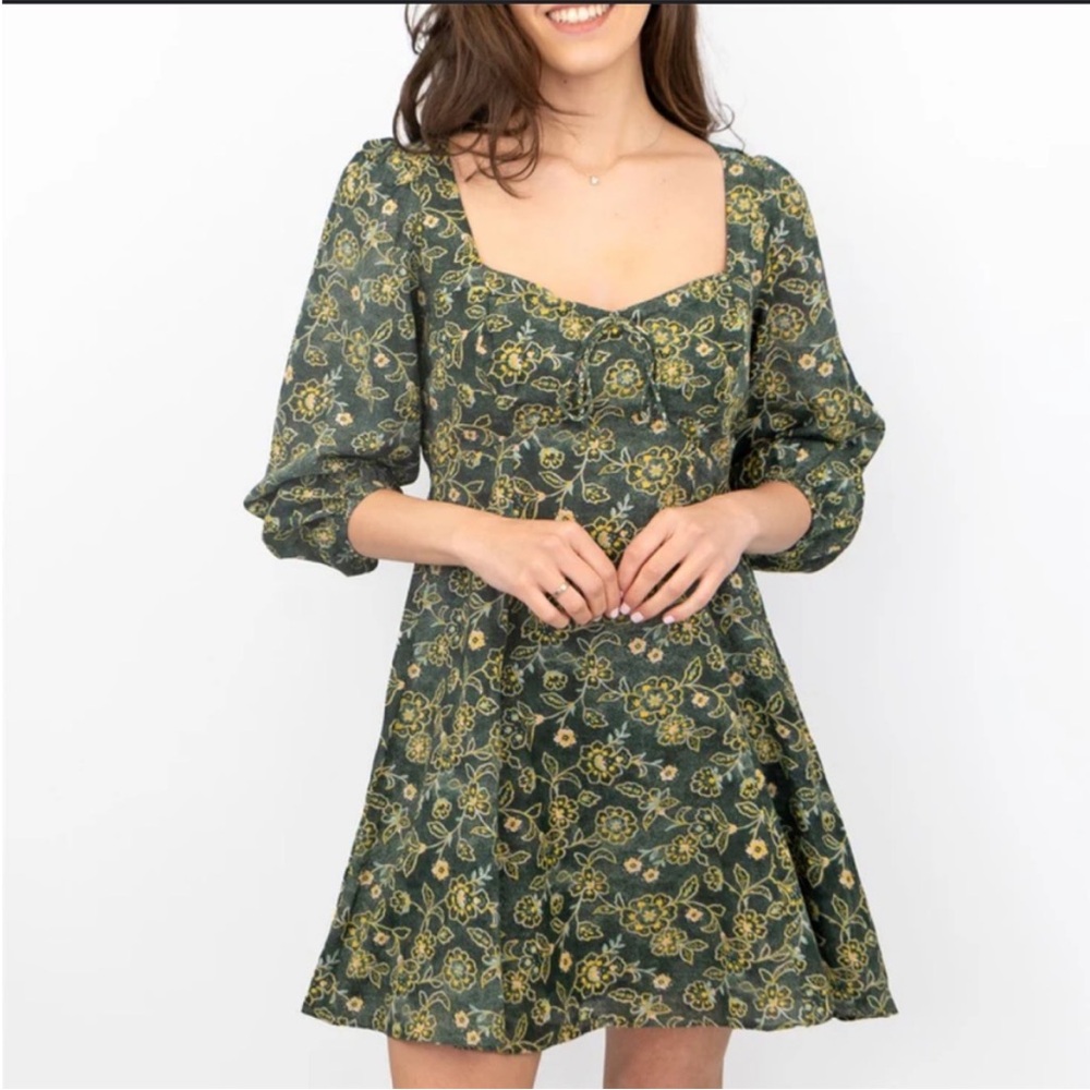 J.Crew Sweetheart Long-Sleeve Mini Dress in Vintage Vines Boho Chic Size 4 NEW
